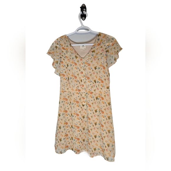 Floral Sheer Flowy Spring Special Event Size M V-Neck Midi Dress Girlie - Picture 1 of 8
